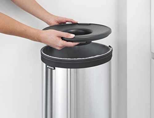 Brabantia Laundry Bin with Black Plastic Lid, 35 L - Matt Steel