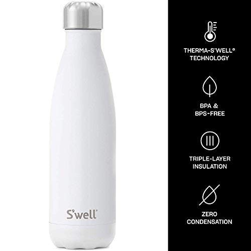 S'well Stainless Steel Water Bottle - 17 Fl Oz - Angel Food - Triple-Layered Vacuum-Insulated Containers Keeps Drinks Cold for 36 Hours and Hot for 18 - BPA-Free - Perfect for the Go