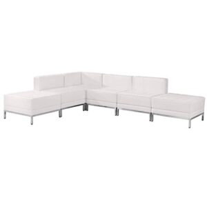flash furniture hercules imagination series white leathersoft sectional configuration, 6 pieces