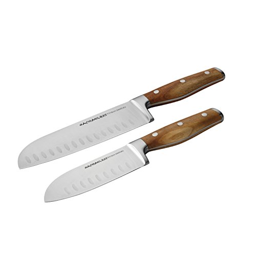 Rachael Ray Cucina Cutlery 2-Piece Japanese Stainless Steel Santoku Knife Set with Acacia Handles - ,Acacia Wood