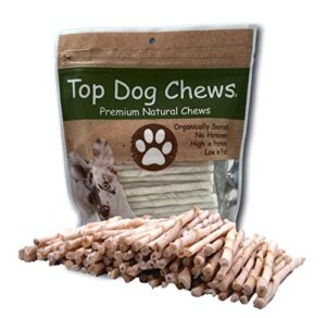 top dog chews - all natural rawhide dog twists (100 pack), natural chew sticks for healthy teeth and happy dogs, delicious dog treats for canine dental care