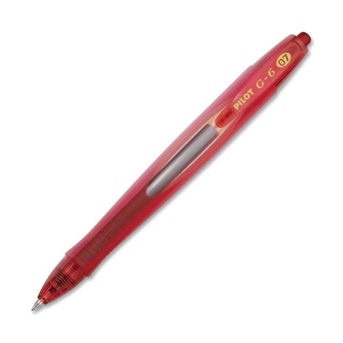 Pilot G6 Gel Pen - Fine Pen Point Type - 0.7 mm Pen Point Size - Red Ink - Red Barrel - 1 Each