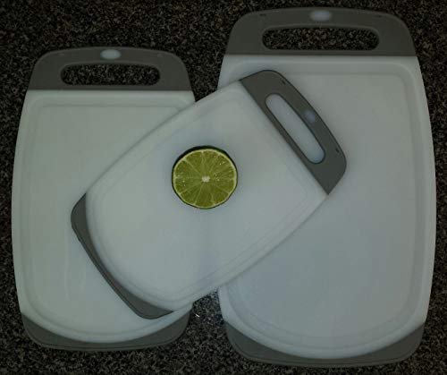 Clean Cut Cutting Board Set - 3 Piece - Poly Plastic Kitchen Chopping Set - Gray