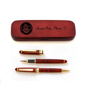 thanh 39's personalized rosewood case and two pens for pharmacists