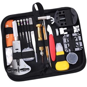watch repair kit, ohuhu 192 pcs upgraded heavy duty watch link removal battery replacement band tool kit, watch back remover tool professional watch repair opener tools with pu leather bag user manual