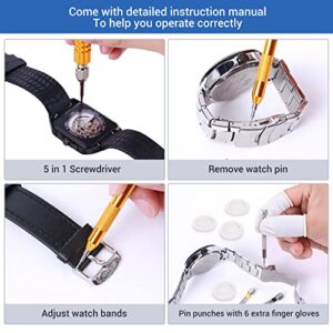 Watch Repair Kit, Ohuhu 192 PCS UPGRADED Heavy Duty Watch Link Removal Battery Replacement Band Tool Kit, Watch Back Remover Tool Professional Watch Repair Opener Tools with PU Leather Bag User Manual