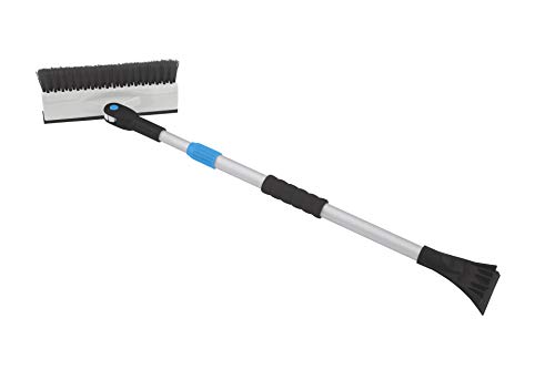 Extendable Snow Brush with Squeegee & Ice Scraper - Eva Foam Comfort Grip on Aluminum Handle, T-Shape Telescopic Auto Ice Scraper and Snow Brush - Car Truck SUV Windshield