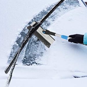 Extendable Snow Brush with Squeegee & Ice Scraper - Eva Foam Comfort Grip on Aluminum Handle, T-Shape Telescopic Auto Ice Scraper and Snow Brush - Car Truck SUV Windshield