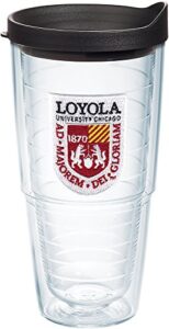 tervis loyola university chicago ramblers made in usa double walled insulated tumbler, 24 oz, clear