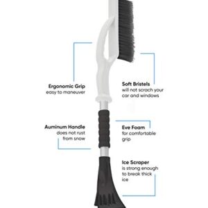 Superio Dual Function Car Snow Brush with Ice Scraper Foam Grip, One Size, Grey