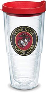 tervis marines made in usa double walled insulated tumbler cup keeps drinks cold & hot, 24oz, classic