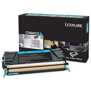 lexmark c746a1cg toner cartridge, cyan in retail packaging