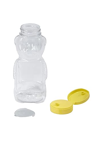 Little Giant Plastic Bear Bottle Honey Squeeze Bottle with Flip-top Lid (12 Ounce, 12 Pack) (Item No. HBEAR12)