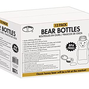 Little Giant Plastic Bear Bottle Honey Squeeze Bottle with Flip-top Lid (12 Ounce, 12 Pack) (Item No. HBEAR12)