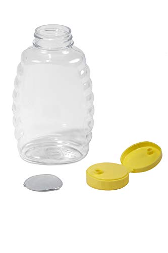 Little Giant Plastic Skep-Style Jar Honey Squeeze Bottle with Flip-top Lid (16 Ounce, 12 Pack) (Item No. SKEP16)