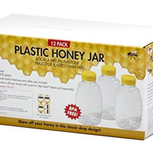 Little Giant Plastic Skep-Style Jar Honey Squeeze Bottle with Flip-top Lid (16 Ounce, 12 Pack) (Item No. SKEP16)