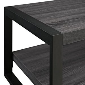 Walker Edison Industrial Modern Rectangle Metal Base and Wood Coffee Table Living Room Accent Ottoman, 48 Inch, Charcoal