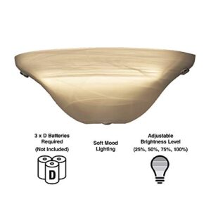 It's Exciting Lighting IEL-4300 Frosted Marble Glass Half Moon Sconce With Frosted Marbleized Glass Shade In Half Moon Shape, Battery Operated With No Electrical Outlet Required