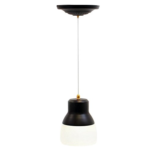 It's Exciting Lighting IEL-5891 Glass Pendant Bronze IR LED Light With Bronze Hardware And Frosted Glass Shade, Battery Operated With 24 Included LEDs