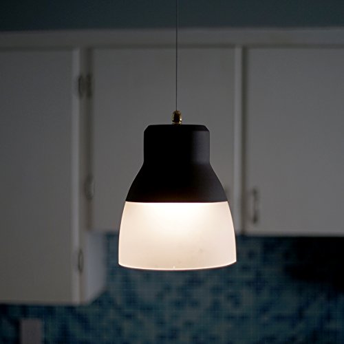 It's Exciting Lighting IEL-5891 Glass Pendant Bronze IR LED Light With Bronze Hardware And Frosted Glass Shade, Battery Operated With 24 Included LEDs