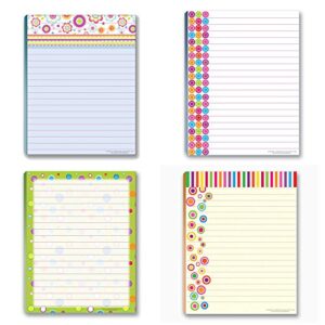 stonehouse collection fun pattern designs pads - usa made- 4 assorted notepads - shopping list, teachers, home, office, small gift - usa made