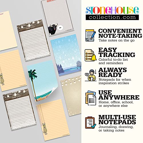 Stonehouse Collection Fun Pattern Designs Pads - USA Made- 4 Assorted Notepads - Shopping List, Teachers, Home, Office, Small Gift - USA Made