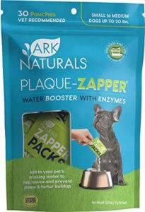 ark naturals plaque zapper, pet dental water additive, reduces bad breath, plaque & tartar, for small to medium bowls, 30 count