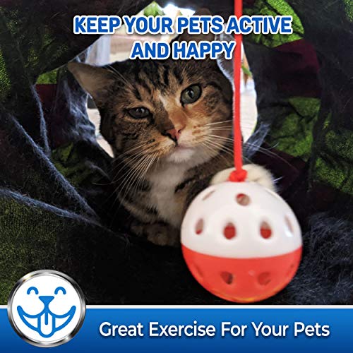 Pet Magasin Collapsible Cat Tunnel Toys (2 Pack) Interactive Pet Tubes with Fun Balls and Crinkle Peep Hole Design for Small Medium & Large Cats Dogs Rabbits and Other Small House Animals