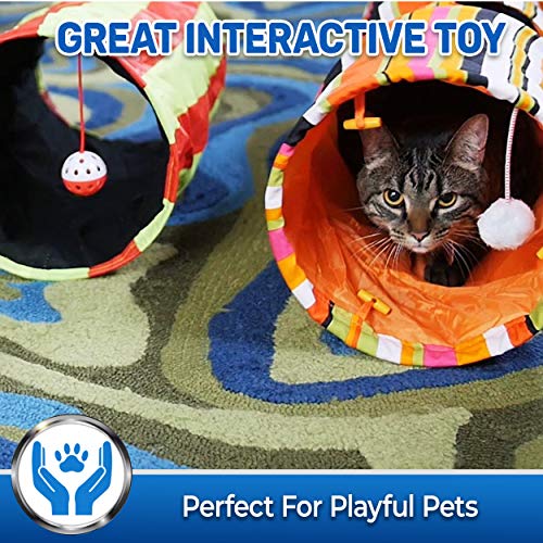 Pet Magasin Collapsible Cat Tunnel Toys (2 Pack) Interactive Pet Tubes with Fun Balls and Crinkle Peep Hole Design for Small Medium & Large Cats Dogs Rabbits and Other Small House Animals