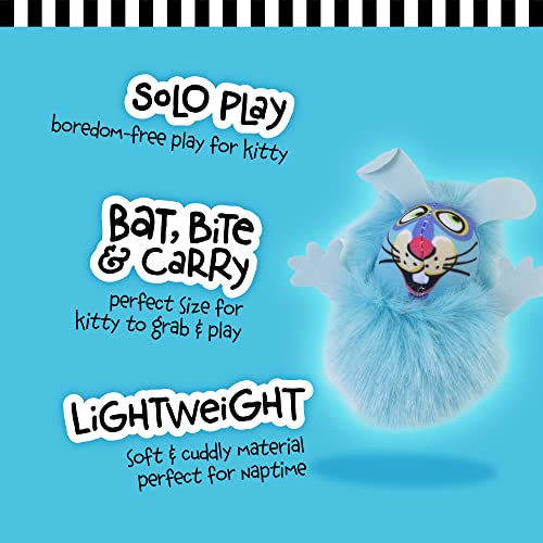 FAT CAT Fluff Bunnies Cat Toys - Catnip Kicker Toy, Blue/ Pink