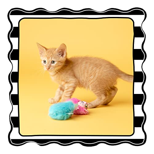 FAT CAT Fluff Bunnies Cat Toys - Catnip Kicker Toy, Blue/ Pink