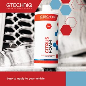 Gtechniq - W4 Citrus Foam - High Content Foaming Agent, Removes Dirt and Road Grime, Non-Caustic Formula, Maximum Gloss Retention Snow Foam (1 Liter)