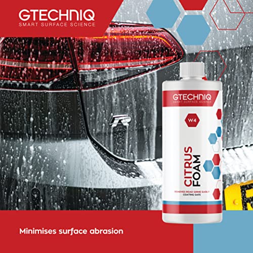 Gtechniq - W4 Citrus Foam - High Content Foaming Agent, Removes Dirt and Road Grime, Non-Caustic Formula, Maximum Gloss Retention Snow Foam (1 Liter)