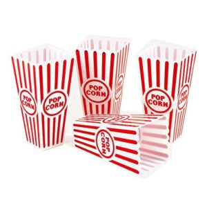 adorox (set of 4) movie theater style popcorn containers set (reusable plastic)
