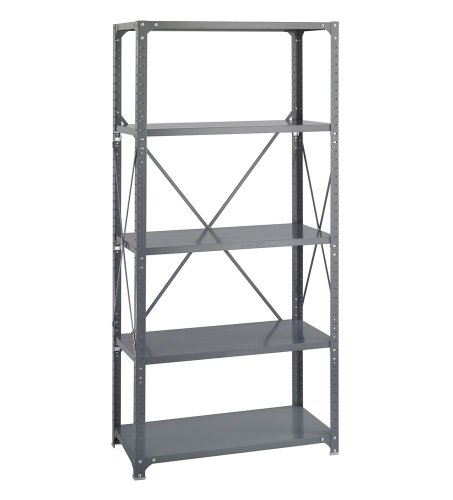 Safco 6266 Commercial Steel Shelving Unit Five-Shelf 36W X 18D X 75H Dark Gray