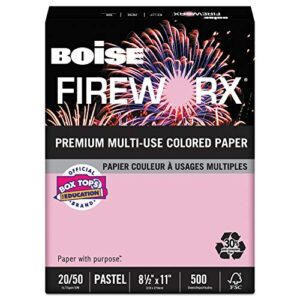 boise fireworx colored paper, 20lb, 8-1/2 x 11, powder pink, 500 sheets/ream