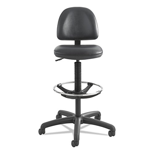 Safco 3406Bl Precision Extended Height Swivel Stool W/Adjustable Footring Black Vinyl