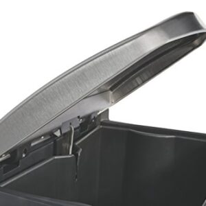 Rubbermaid Commercial Products 1902001 Rubbermaid Commercial Slim Jim Stainless Steel Front Step-On Wastebasket with Trash/Recycling Combo Liner, 24 gal, Black Trim