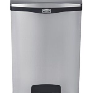 Rubbermaid Commercial Products 1902001 Rubbermaid Commercial Slim Jim Stainless Steel Front Step-On Wastebasket with Trash/Recycling Combo Liner, 24 gal, Black Trim