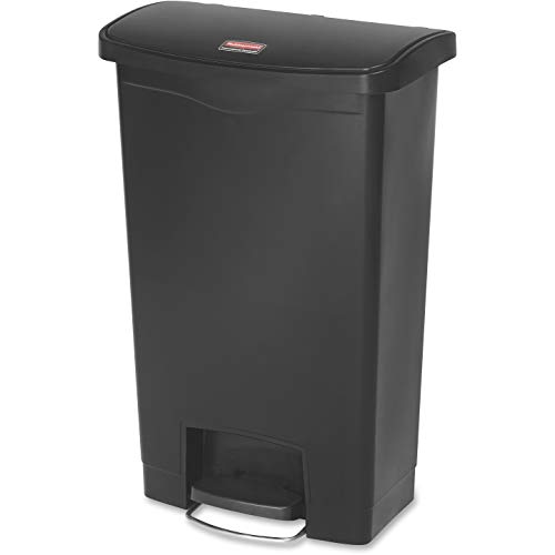 Rubbermaid Commercial Products-1883611 Streamline Slim Step-On Plastic Trash Garbage Can, 13 Gallon, Black