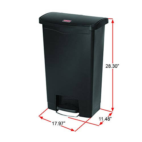 Rubbermaid Commercial Products-1883611 Streamline Slim Step-On Plastic Trash Garbage Can, 13 Gallon, Black