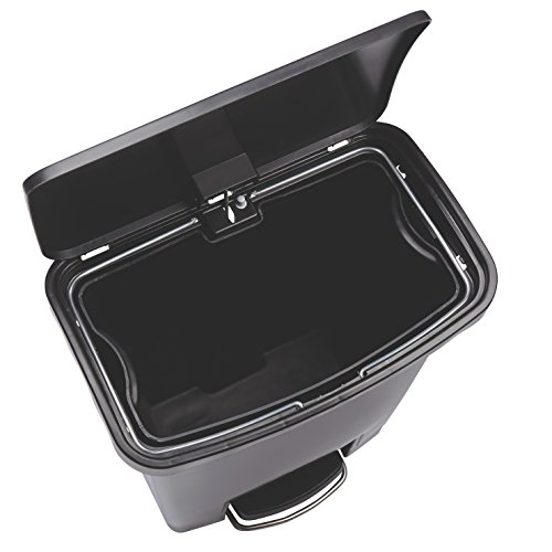 Rubbermaid Commercial Products-1883611 Streamline Slim Step-On Plastic Trash Garbage Can, 13 Gallon, Black