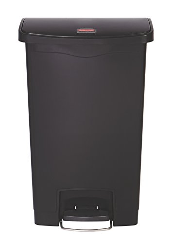 Rubbermaid Commercial Products-1883611 Streamline Slim Step-On Plastic Trash Garbage Can, 13 Gallon, Black
