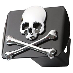 metal skull 3d chrome bone metal emblem on black trailer metal hitch cover fits 2" receivers new
