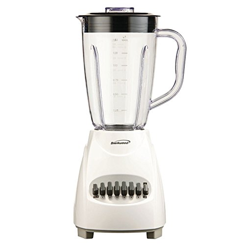 Brentwood JB-220W 12-Speed Blender with Plastic Jar (White), 50oz Plastic Jar