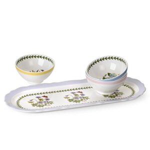 portmeirion botanic garden terrace scalloped sandwich tray and assorted set of 3 dip dishes