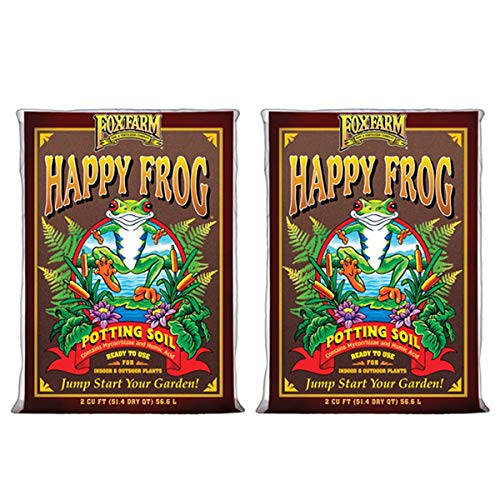 Fox Farm FX14047-2PK FOXFARM FX14047 pH Adjusted Happy Frog Organic Bags 2 CUFT, Brown Potting Soil