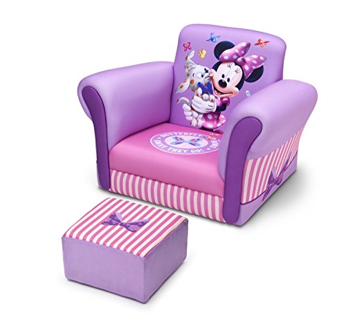 Delta Children Upholstered Chair with Ottoman, Disney Minnie Mouse