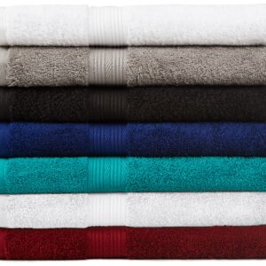 Amazon Basics 6-Piece Fade Resistant Bath towel, Hand and Washcloth Set -Cotton, White, 14.25" L x 10.85" W