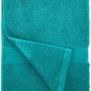 Amazon Basics 6-Piece Fade Resistant Bath towel, Hand and Washcloth Set - Cotton, Teal, 14.25"L x 10.85"W